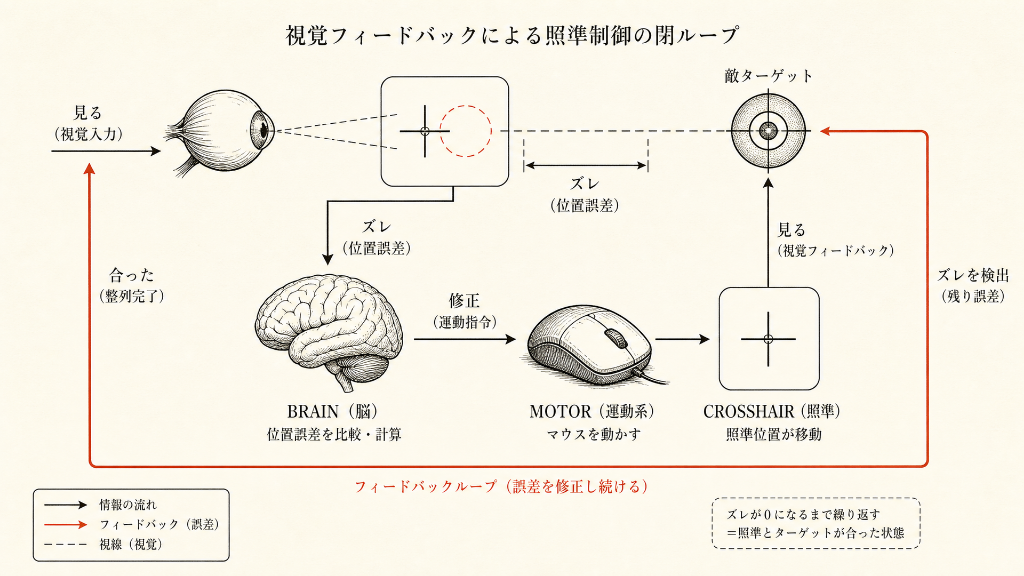 rowaken式エイム理論 本文ページ：視覚フィードバックによる照準制御